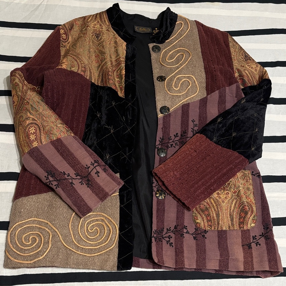 Patchwork Women's Jacket with Gold Accents
